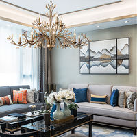Yihao Lustre En Cristal Américain En Forme De Branche Français Lumière De Luxe Pendentifs Lumière Villa Appartement Hôtel Nouveau Design Lustre