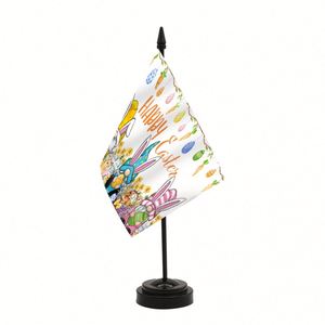 Bandera con Temática de Pascua de 14x21cm con Base para Decoración de Mesa de Oficina o Escritorio, Impresión Digital - Product Image 1