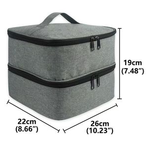 Double Layer Portable <b>Makeup</b> Bag Pink Cloth Cosmetic Storage <b>Case</b> With Soft Handle For Travel And Organization - Product Image 2