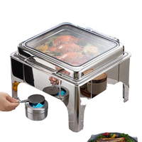Nouveau Chauffe-Plat Rectangulaire en Acier Inoxydable pour Buffet, avec Couvercle Visible – Réchaud Professionnel pour Hôtels, Restaurants, Traiteurs