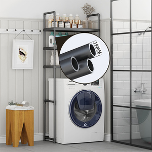 Étagère de rangement minimaliste moderne en acier inoxydable à trois niveaux réglable sans perçage pour salle de bain, douche, toilettes et machine à laver - Product Image 4