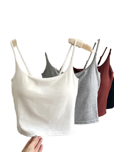 Women's Sweet Vintage Short Padded Backless Camisole Bra O-Neck Viscose Dobby Fabric Fixed Cups Spring/Summer Outerwear - Product Image 1