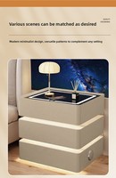 Table de Chevet Intelligente Moderne Minimaliste avec Lampe à Induction, Lumière de Chambre Luxe Léger, Multifonctionnelle, Recharge Sans Fil, Bluetooth, en Pierre