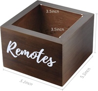Boîte de rangement carrée en bois pour télécommandes, organiseur de bureau pour télécommandes, stylos, maison, salon, table