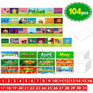 Calendar <b>Pocket</b> Chart 104 Cards Month View Time Management Back To School <b>Plastic</b> Panel Design - Product Image 3
