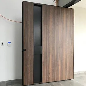 Cadre en aluminium de conception moderne, porte d'entrée à noyau solide en bois de chêne de thaïlande