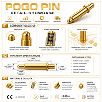 Pin de Contacto Eléctrico con Resorte de Latón Chapado en Oro para Carga de PCB, Conector SMT DIP