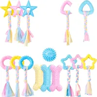 Jouets à mâcher pour chien en tissu TPR tressé, ensemble durable de cordes à nœuds et de balles pour la dentition, pack varié de 3 ou 6 pièces, jouets interactifs pour animaux de compagnie