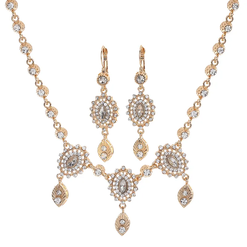 Conjunto de joyería fina marroquí para mujer, juego de collar y pendientes de cristal de lujo