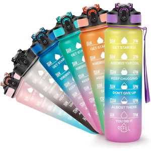 Botellas de Agua de Plástico de Grado Alimenticio Libres de BPA con Pajita, Botella de Agua Deportiva Personalizada para Niños con Degradado de Color - Product Image 1