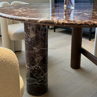 Table à manger en marbre Rosso Levanto de luxe, directement de l'usine, table ronde en marbre rouge pour mobilier de salle à manger haut de gamme