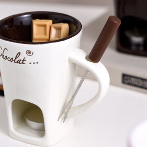 Tasse à café, fondue <span class=keywords><strong>au</strong></span> <span class=keywords><strong>fromage</strong></span>, four à glace, tasse à fondue en céramique avec fourchette, nouveau design, tasse à chocolat chaud, tasse à lait, bougies créatives - Product Image 5