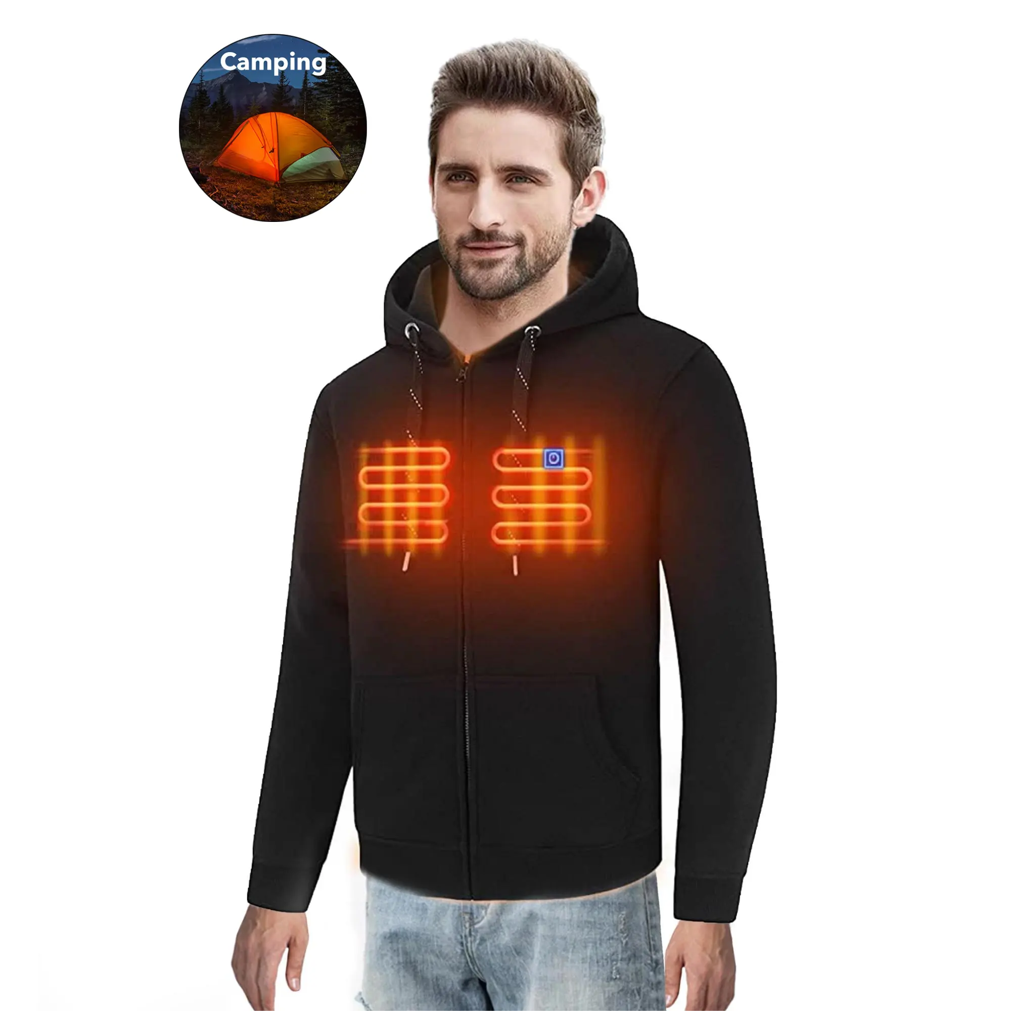 Heated Hoodie with Battery Pack 7.4V 10000mAh Rechargeable Hooded Sweatshirt For Men Women Heated Coat Heated Clothing