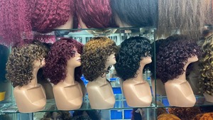 Pelucas de cabello humano rizado corto <span class=keywords><strong>Jennifer</strong></span> para mujer negra Pelucas Bob Onda de agua profunda Ninguno Pelucas delanteras de encaje con flequillo <span class=keywords><strong>8</strong></span> Inc - Product Image 5