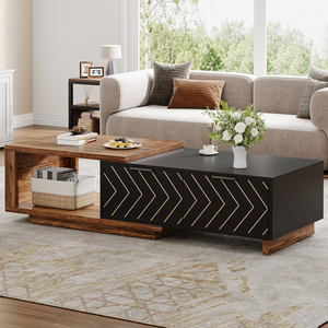 <span class=keywords><strong>Table</strong></span> basse extensible réglable de 42 <span class=keywords><strong>à</strong></span> 65 pouces de longueur, <span class=keywords><strong>table</strong></span> d'appoint réversible avec rangement central, pour salon, appartement, maison - Product Image 2