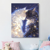 Kit de peinture au diamant DIY Chat sous les étoiles, peinture au diamant de haute qualité, décoration pour la maison