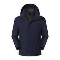 Veste technique noire à capuche, avec rabat coupe-vent à boutons-pression et manches raglan, col intérieur, poches plaquées, vente en gros