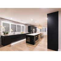 Alibaba China moderno insland europeo laca brillante color negro armario de cocina