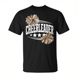 T-shirt de pom-pom girl noir avec motif pompon pour équipe de cheerleading - Product Image 2