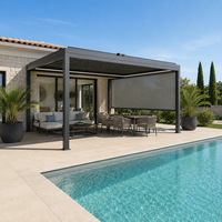 Pergola en aluminium avec toit à lames motorisées, pavillon bioclimatique pour solution d'ombrage de terrasse