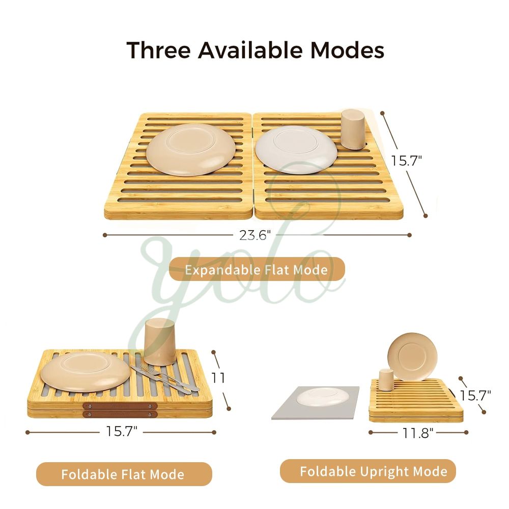 Porte-vaisselle en bambou avec poignée