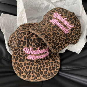 Vintage Leopard Print Baseball Cap Soft Washed Cotton with Pink Embroidery Casual Curved Brim <b>Hat</b> for Y2K - Product Image 4