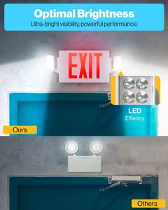 For Exit Signs Emergency Lights Two Adjustable <b>LED</b> Backup <b>Battery</b> Red 94V-0 Fire Resistant 120-277V Indoor Building Wall/Ceiling - Product Image 3