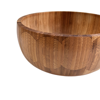 Grand saladier en bois d'acacia massif, bol rond de luxe pour fruits et légumes, fait main, moderne, pour la table de cuisine, vente en gros, OEM personnalisé