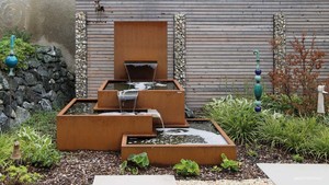 Mesa de agua de acero Corten para jardín, mueble de agua para jardín, fuente de agua - Product Image 5