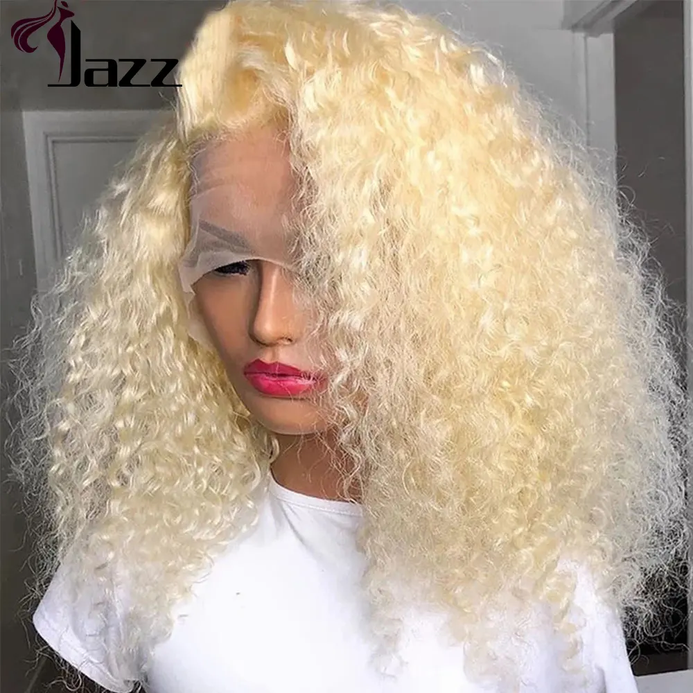 Afro Kinky Curl Long piano Color Human Hair Lace Front Wigs Remy Afro Human Hair 4C hair Glueless Lace Front Wig For Black Women