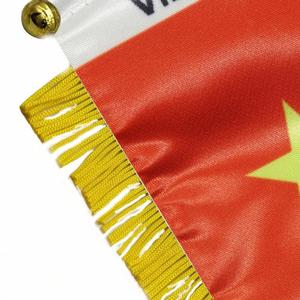 Custom VIETNAM Satin Pennant Flag Car Mini Flag <b>Banner</b> with Yellow Tassels - Product Image 5