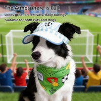 Ensemble de bandanas et chapeaux pour animaux de compagnie sur le thème du football, design mignon, confortables et ajustables, chapeaux bouclés pour chats et chiens, accessoires pour animaux de compagnie