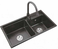 Set Wastafel Dapur Stainless Steel 304 Berkualitas Tinggi dengan Keran, Model Modern Double Bowl, Pilihan Warna (Hitam/Putih), Dapat Disesuaikan