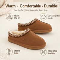 Sepatu Slip-On Klasik Unisex Warna Cokelat Tua dari Kulit Sapi Suede, Hangat dan Mewah, Berlapis Kulit Domba Australia
