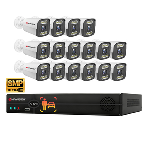 4K POE NVR Security 8MP AI <strong>IP</strong> Cameras System Human/Vehicle Detection 2-way Call IP66 Waterproof 3.6mm Lens 12CH 16ch <strong>Camera</strong> Kit - Product Image 1