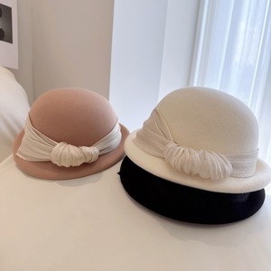 <span class=keywords><strong>CPC</strong></span> dames nouveau style laine Fedora chapeau Hepburn Style Cloche chapeaux élégant dames église chapeau - Product Image 4