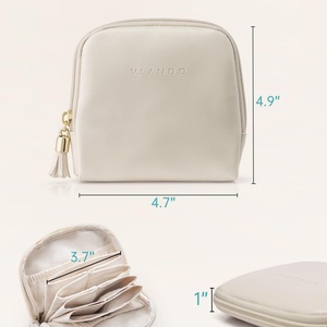 Cream-<b>White</b> <b>Small</b> Travel Jewelry Case Zipper Velvet Organizer Storage <b>Bag</b> for Bracelets Rings Earrings Teacher - Product Image 5