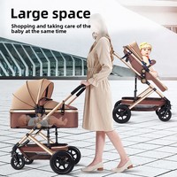 Poussette de camping légère en acier haute teneur en carbone avec roues pivotantes à 360 degrés, absorption des chocs, berceau, landau, outils de voyage pour nourrissons