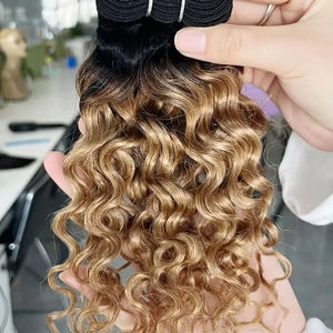 Extensions de Cheveux Humains Remy Ondulés Effet Mouillé 12 Pouces, Couleur Ombrée 1B 27 Noir Blond Miel <span class=keywords><strong>Bobbi</strong></span> - Product Image 1