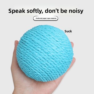Jouet pour chat en corde de <span class=keywords><strong>papier</strong></span> bleu ciel tressé, résistant à l'usure, balle en ficelle torsadée, jouet interactif pour gratter, mordiller et nettoyer les dents - Product Image 3