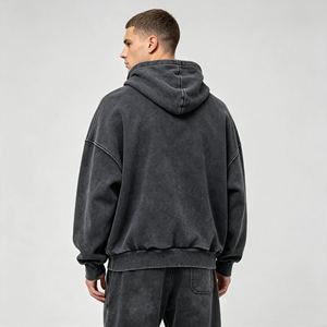 men's hoodies Heavyweight French Terry Cropped Hoodie Custom Printed Zip up Hoodie 100% Cotton Distressed Hoodie for Men - Product Image 5