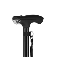 Canne de marche pliable en aluminium avec lumière LED, bâton de marche à quatre pieds réglable en hauteur pour personnes âgées, béquille antidérapante et stable