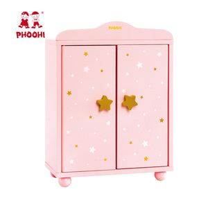 Children Girls Pretend Role Play Baby Wooden <strong>Doll</strong> <strong>Wardrobe</strong> with 3 Hangers <strong>Doll</strong> Furniture for Kids Wooden Toy - Product Image 1