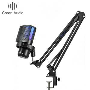 Ensemble de microphone à condensateur USB Green Audio avec support de bureau RGB à désactivation rapide et suspension antichoc pour PC, téléphone, streaming <span class=keywords><strong>YouTube</strong></span> -GAM-ZX798 - Product Image 1