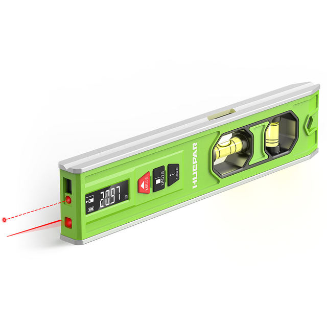 Huepar VJ10 3-in-1 Measuring Tool Laser Level Laser Distance Measure/Magnetic Torpedo Level 3 Strong Magnets