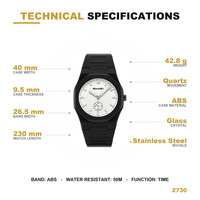 Montre à quartz pour homme SKMEI 2730, boîtier en plastique classique moderne, bracelet en caoutchouc, étanche, montre de business élégante