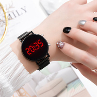 Jam Tangan Wanita Mewah Rose Gold Digital Dial LED Merah Fashion Antik Berbahan Paduan Logam dan Kaca dengan Mesin Quartz