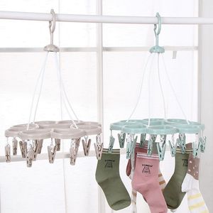 Plastic Round Sock Dryer With <b>Clips</b> Single Tier <b>Hook</b> Type For Balcony Clothing Drying - Product Image 1