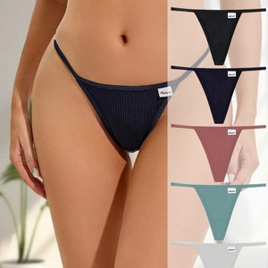 Slip <span class=keywords><strong>Tanga</strong></span> da Donna in <span class=keywords><strong>Cotone</strong></span> 100% con Ricamo, Tessuto a Costine, Sexy, a Vita Bassa, Comodo e Traspirante - Product Image 5