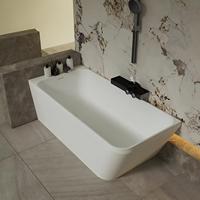 Baignoire d'angle profonde moderne en pierre artificielle, surface solide pure, écologique, durable, capacité 60 gallons+, pour usage intérieur